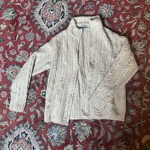 Aran fishermen wool sweater zip up